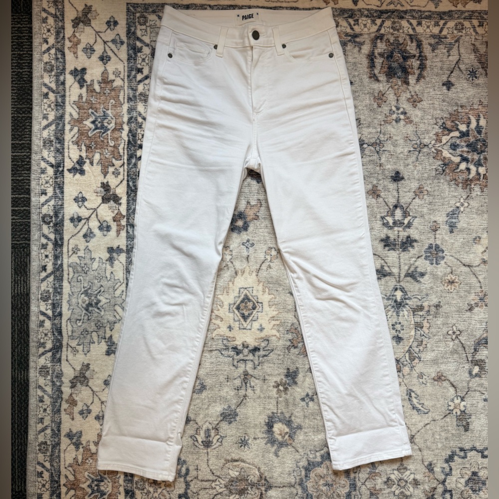 PAIGE Women's Jacqueline Straight Crisp White Ankle Jeans - Picture 4 of 8